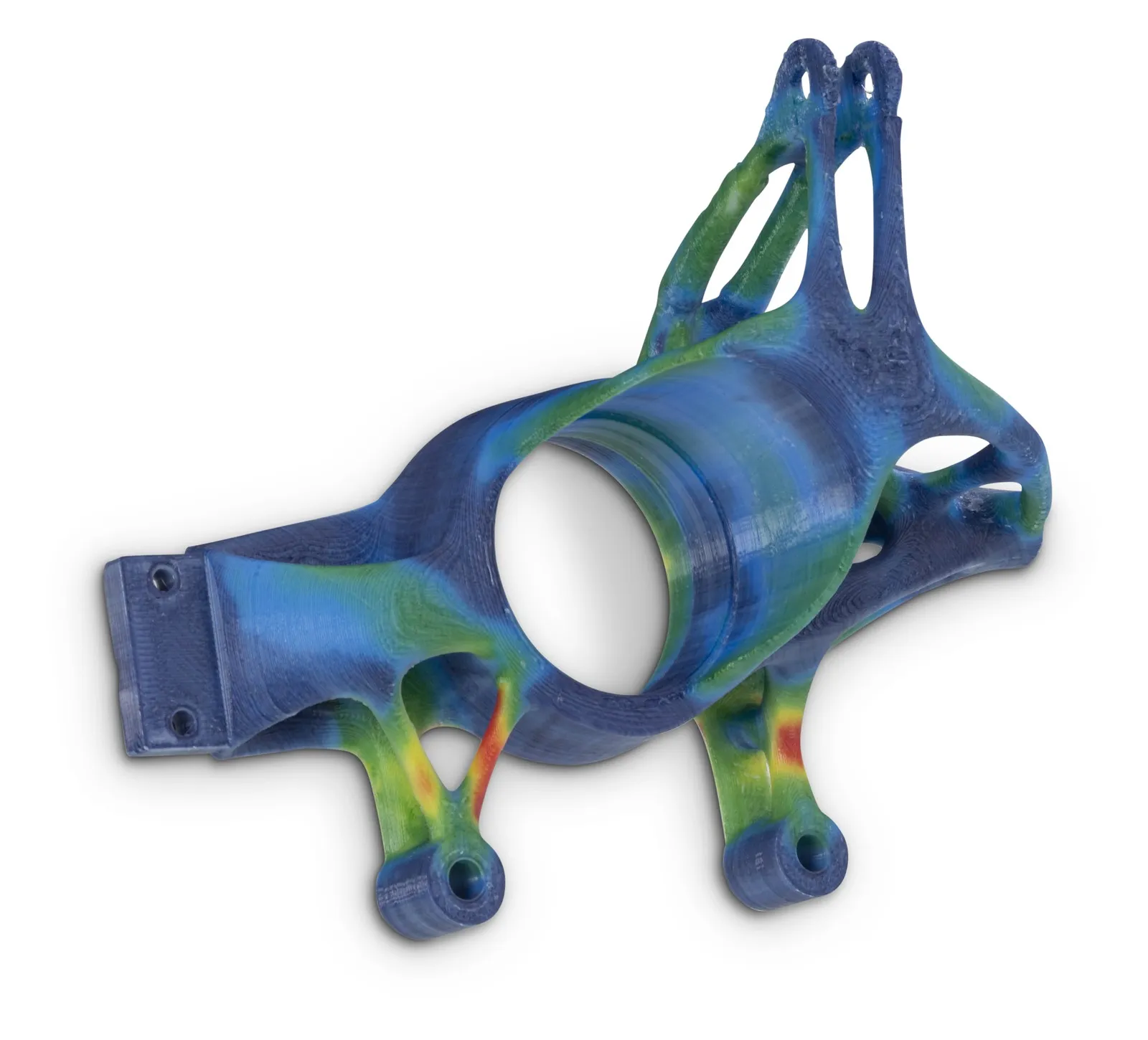 Bracket printed with APD in full color, colored by simulated stress