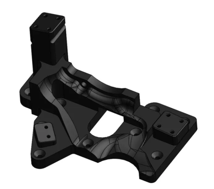 CAD model of the fixture base, with contours that follow the inspected part